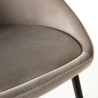 TOM - Set of 2 Beige Suede Chairs with Black Metal Legs