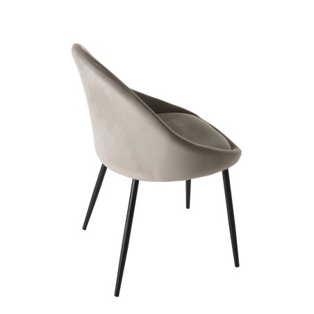 TOM - Set of 2 Beige Suede Chairs with Black Metal Legs