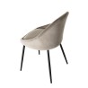 TOM - Set of 2 Beige Suede Chairs with Black Metal Legs