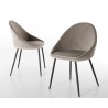 TOM - Set of 2 Beige Suede Chairs with Black Metal Legs