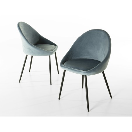 Lot 2 chaises velours bleu TOM métal noir
