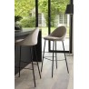 Lot 2 tabourets bar velours chamois beige