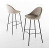 TOM - Set of 2 Beige Suede Bar Stools | 80 cm Seat Height