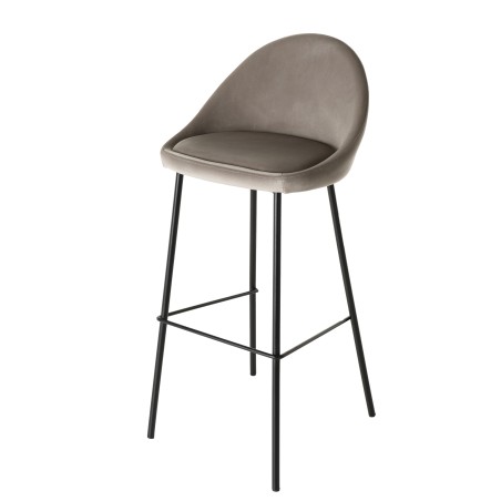 TOM - Set of 2 Beige Suede Bar Stools | 80 cm Seat Height
