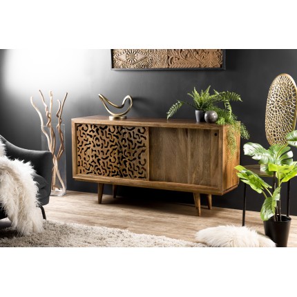 INDRA Mango Wood Sideboard 160x45cm - 2 Sliding Doors 1 Shelf