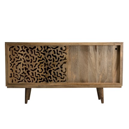 Buffet bois Manguier INDRA 160x45cm 2 portes coulissantes