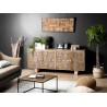 INDRA Mango Wood Sideboard 177x45cm - Black Goa Motifs