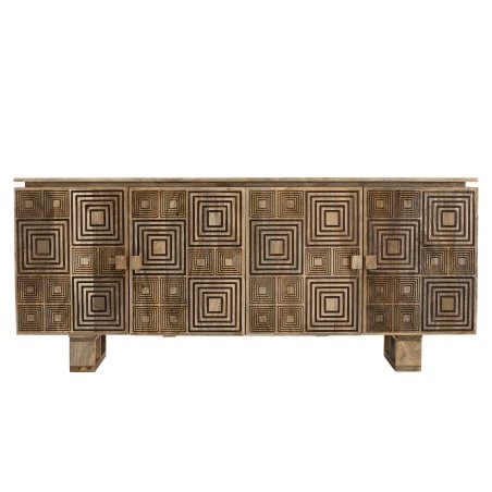 INDRA Mango Wood Sideboard 177x45cm - Black Goa Motifs