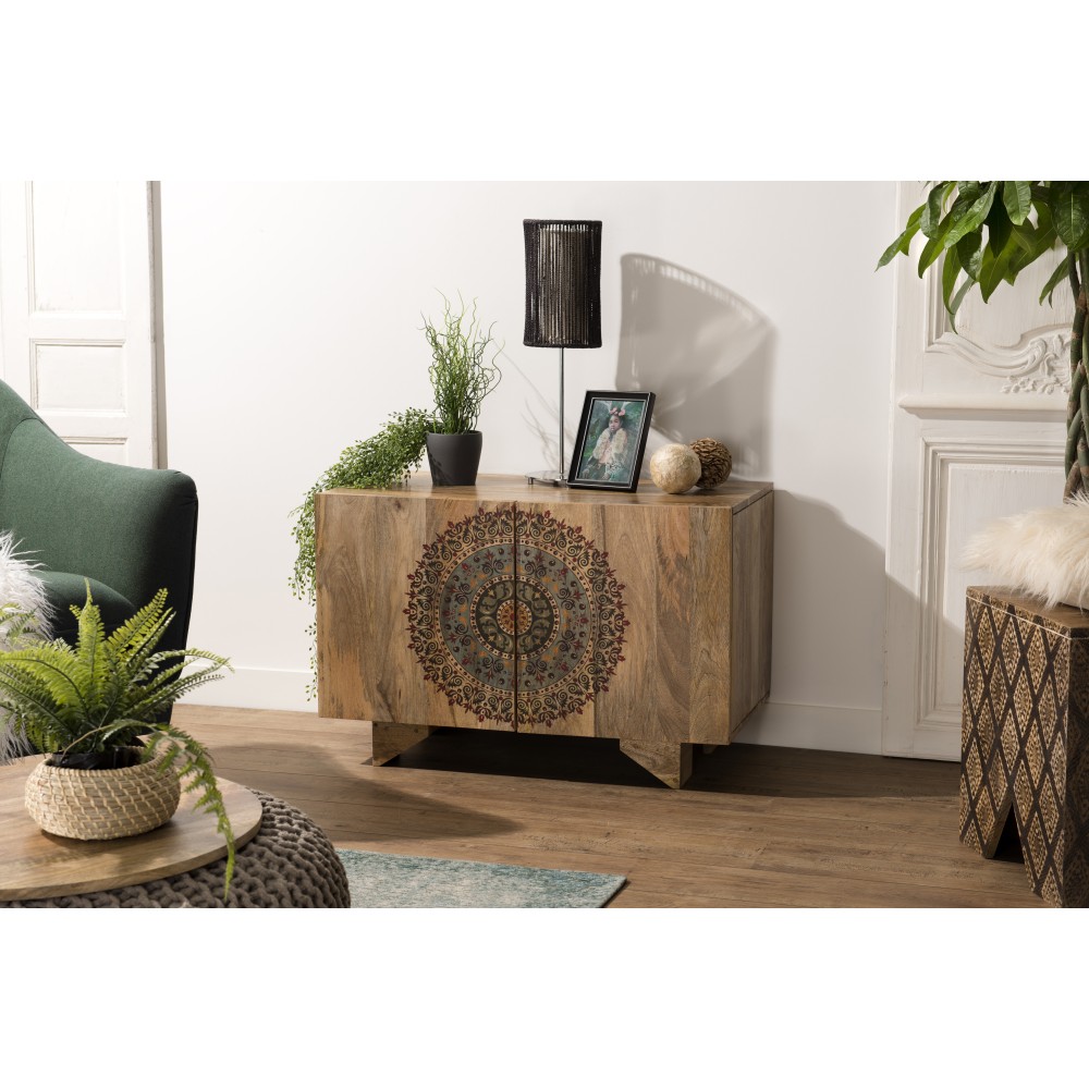 INDRA Mango Wood Sideboard 83x45cm 2 Doors 2 Shelves - Colombo INDRA Mango Wood Sideboard 83x45cm 2 Doors 2 Shelves - Colombo
