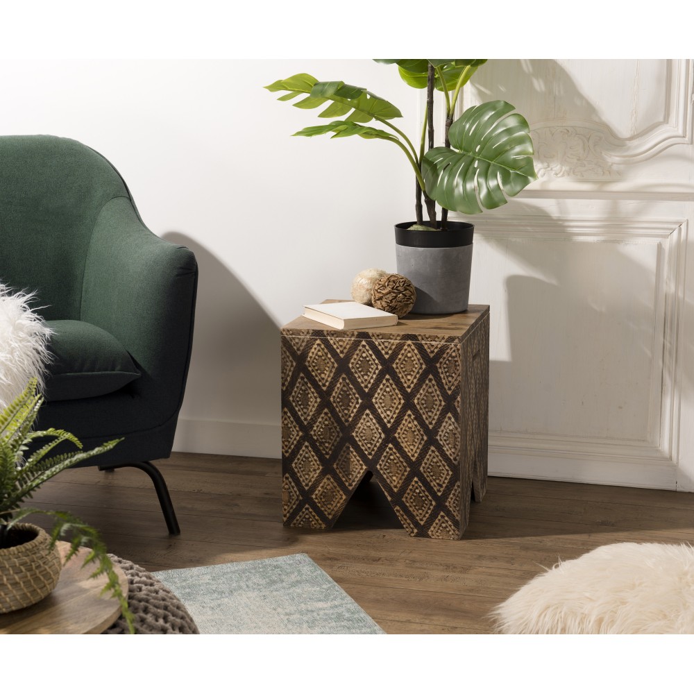 INDRA Square Mango Wood Stool 40x40cm Ko-Mak