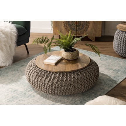 INDRA - Round Side Table 80x80cm Mango Wood Top