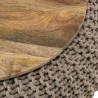 Table d'appoint ronde INDRA 80x80cm bois Manguier et coton Macassar gris