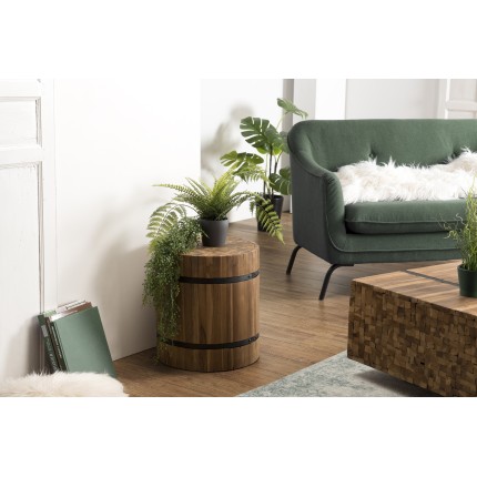 SAM - Round Wooden Side Table 40x40cm Recycled Teak Black Metal