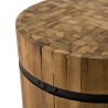 SAM - Round Wooden Side Table 40x40cm Recycled Teak Black Metal