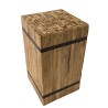 SAM - Table d'appoint carrée "M" 34x34cm bois Teck recyclé cerclée métal noir