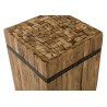 SAM - Table d'appoint carrée "M" 34x34cm bois Teck recyclé cerclée métal noir