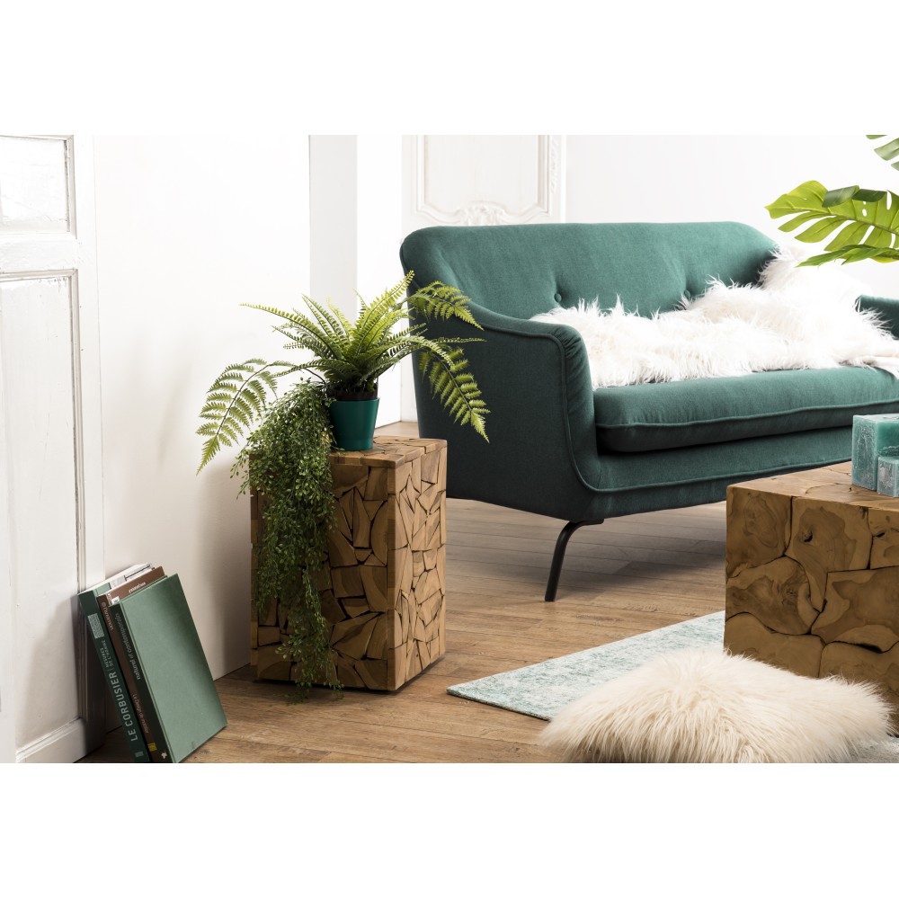 SAM - Brown Teak Wood Mosaic Side Table 30x30cm SAM - Brown Teak Wood Mosaic Side Table 30x30cm