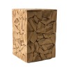 SAM - Brown Teak Wood Mosaic Side Table 30x30cm