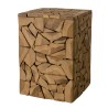 SAM - Brown Teak Wood Mosaic Side Table 30x30cm