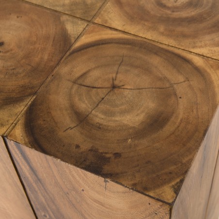 SAM - Tall Square Side Table 38x38cm Suar Wood with Black Base