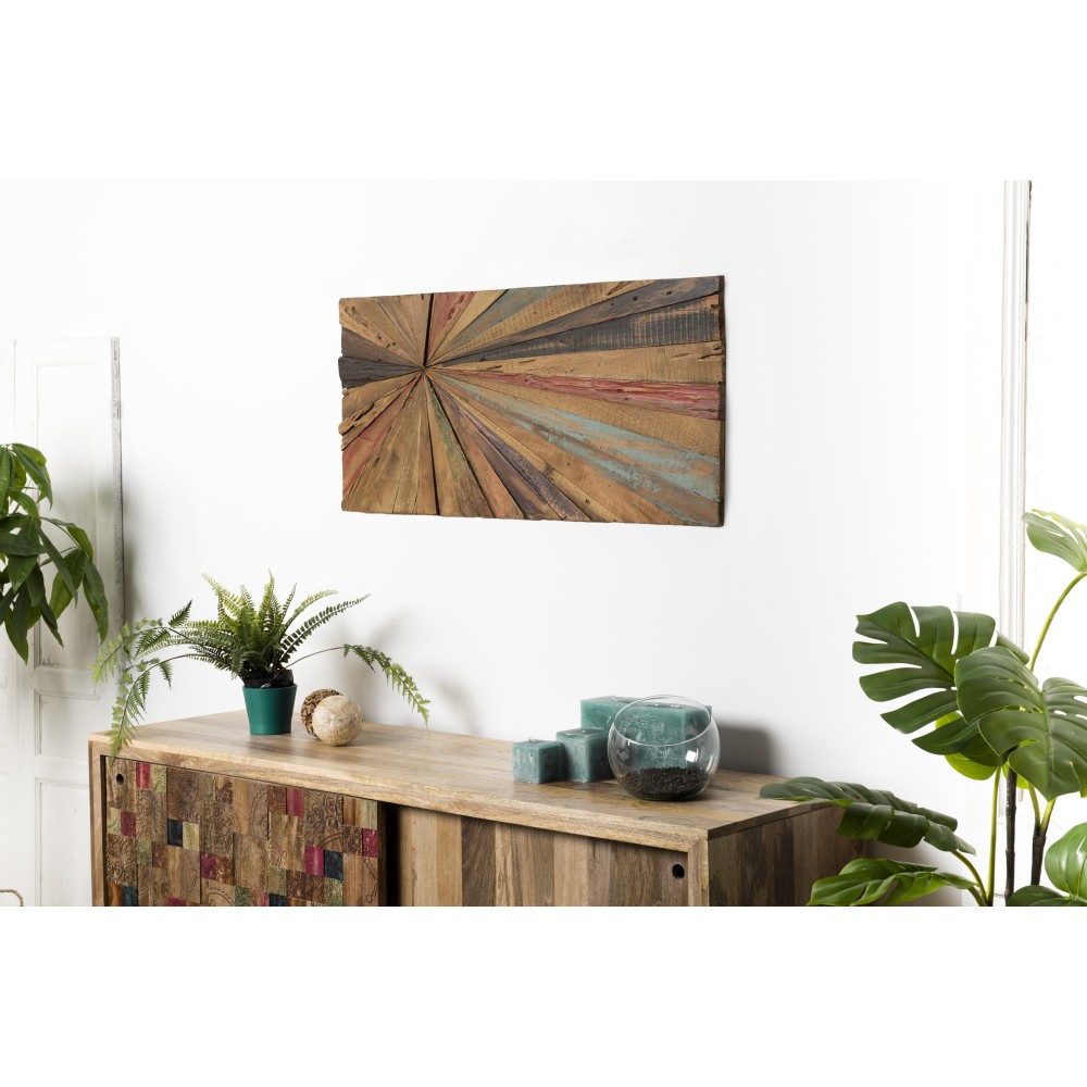 Décoration murale rectangulaire SAM 100x40cm bois Teck recyclé Décoration murale rectangulaire SAM 100x40cm bois Teck recyclé