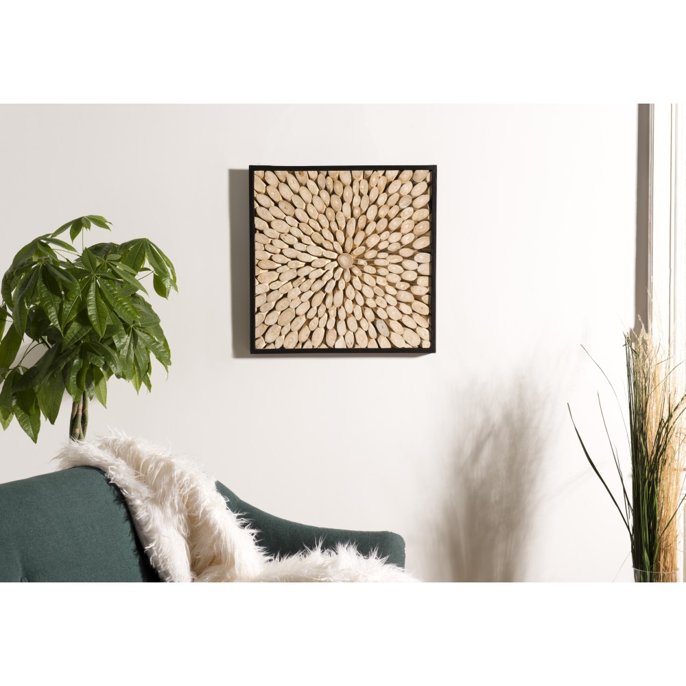 Décoration murale carrée SAM branches bois Teck 60x60cm Décoration murale carrée SAM branches bois Teck 60x60cm