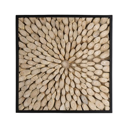 Décoration murale carrée SAM branches bois Teck 60x60cm