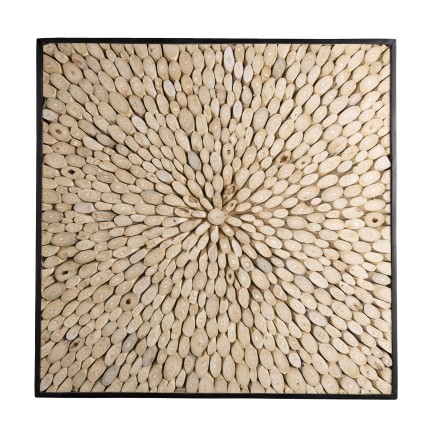 SAM - Décoration murale carrée 100x100cm bois branches Teck nature