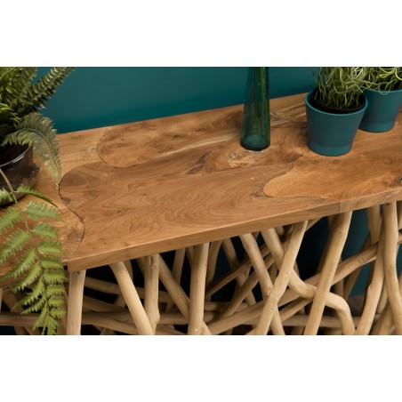 SAM - Wooden Console Table Teak Nature 120x35cm Driftwood Legs