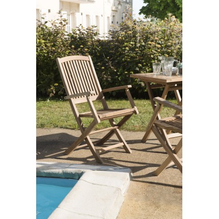 Ensemble de 2 fauteuils de jardin en bois Teck