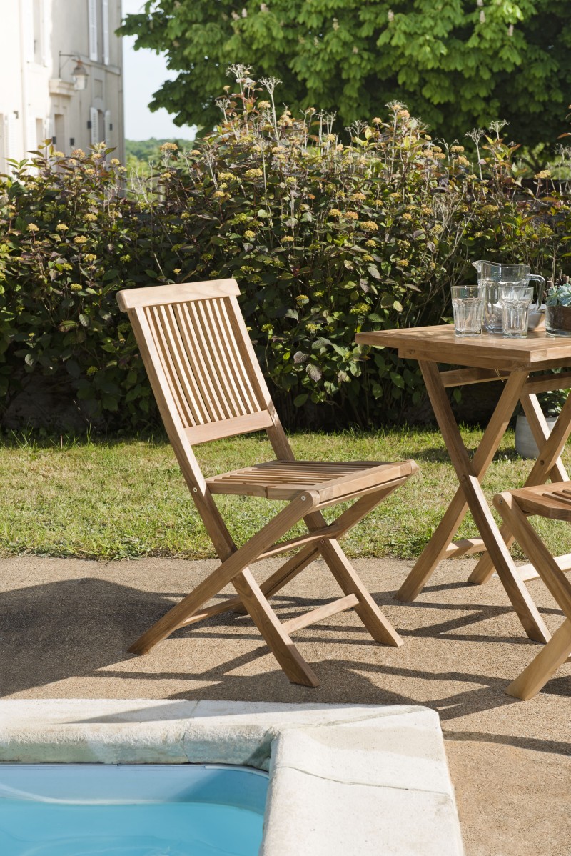 Ensemble 2 chaises jardin Java bois Teck