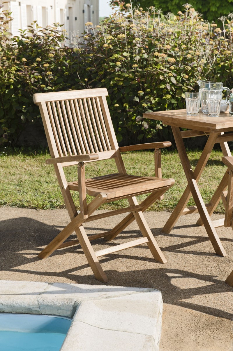 Ensemble 2 fauteuils jardin Java bois Teck Ensemble 2 fauteuils jardin Java bois Teck