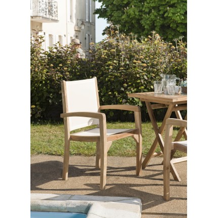 Ensemble de 2 fauteuils de jardin en bois teck