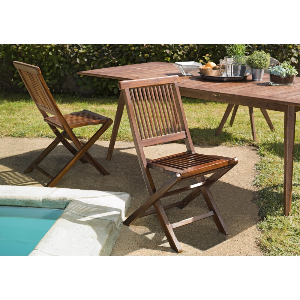 MAEVA Set of 2 Java Garden Chairs - Oiled Teak Wood MAEVA Set of 2 Java Garden Chairs - Oiled Teak Wood