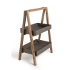HECTOR Plant Stand and Resin Shelf - Concrete and Acacia - Small Size
