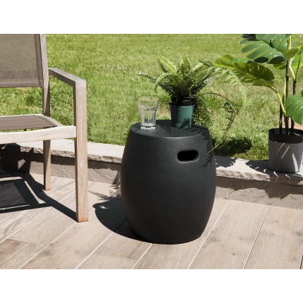 Table d'appoint de jardin ronde HECTOR en béton noir 43x43 cm