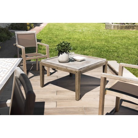 Table basse de jardin carrée HECTOR en béton 83x83 cm