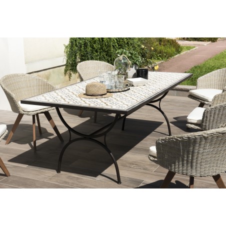 VICTOIRE Rectangular Garden Table 203x102 cm - Black Metal Legs