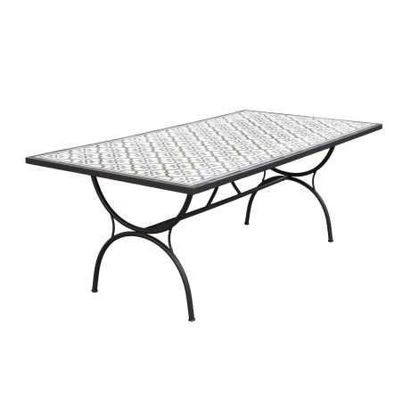 VICTOIRE Rectangular Garden Table 203x102 cm - Black Metal Legs