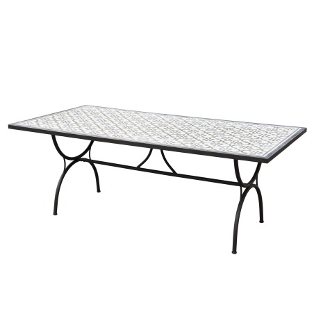 VICTOIRE Rectangular Garden Table 203x102 cm - Black Metal Legs