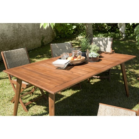 Table de jardin VICK- Bois Acacia extensible 180/240x100x75 cm