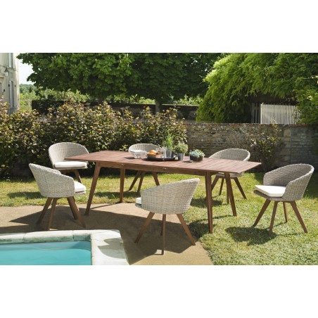 VICK Wooden Garden Furniture Set for 8/10 People - Extendable Table & Armchairs