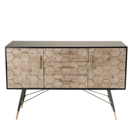 Buffet DORRIE noir 2 portes 3 tiroirs