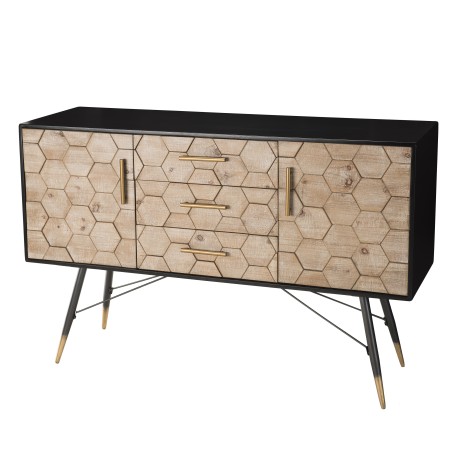DORRIE Black Sideboard with 2 Doors and 3 Drawers - Scandi Style