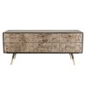 Meuble TV DORRIE noir 6 tiroirs scandi bois Sapin marqueté
