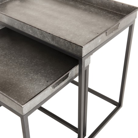 Set de 2 tables d'appoint gigognes HELENA en zinc et métal