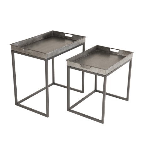 HELENA Set of 2 Nesting Side Tables - Zinc Rectangular Tops