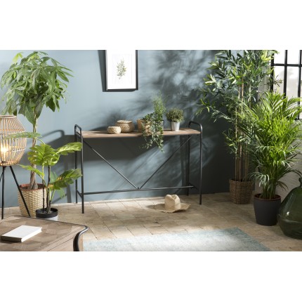 HELENA Console Table - Fir Wood Top Black Metal Legs