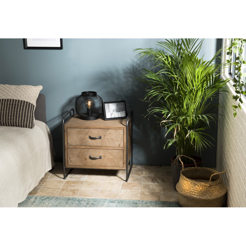 HELENA 2-Drawer Fir Wood Bedside Table