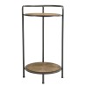 HELENA Round Side Table with 2 Levels Fir Marquetry Metal Legs